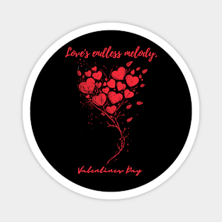 Love's endless melody. A Valentines Day Celebration Quote With Heart-Shaped Baloon Magnet